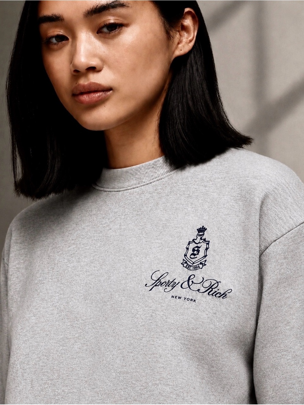 SPORTY & RICH Vendome Grey Crewneck Sweatshirt Size Small